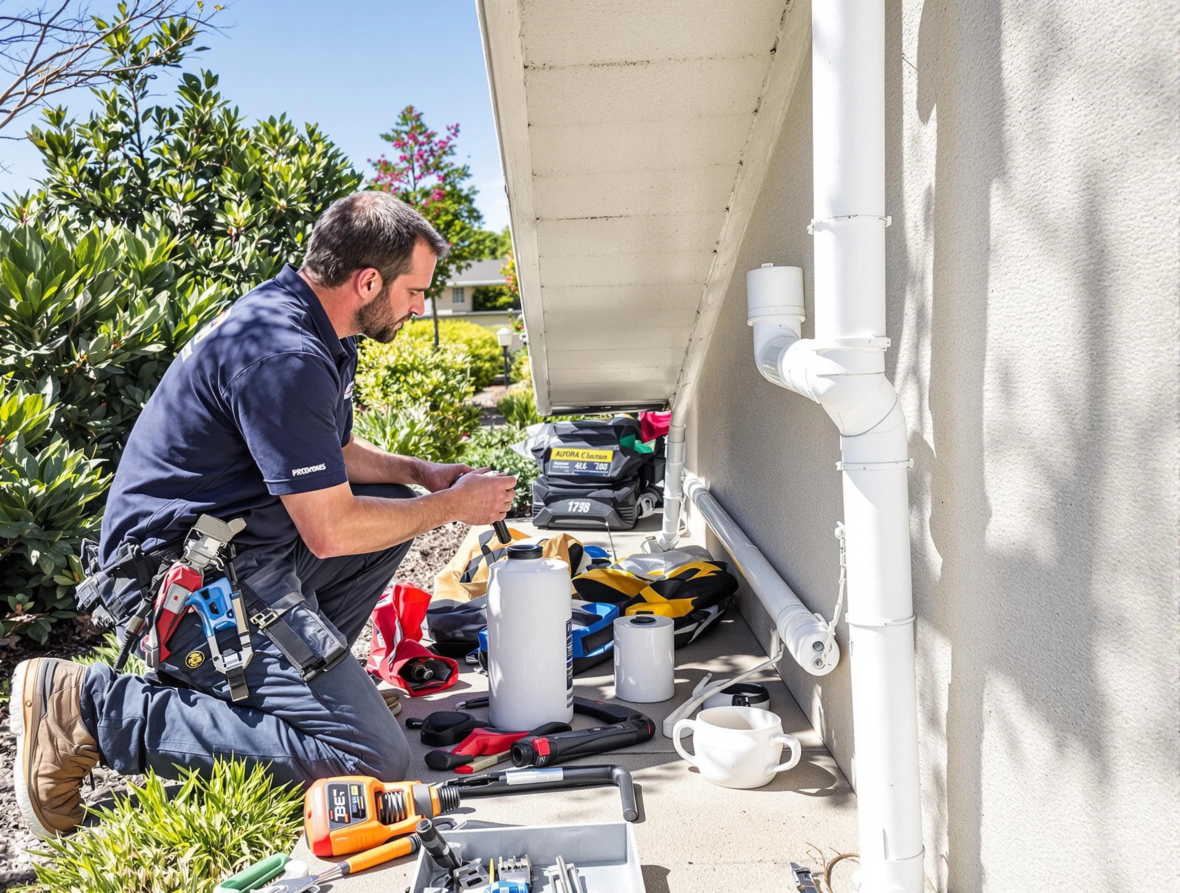 Maple Heights Roofing Company expert fixing a downspout in Maple Heights, OH