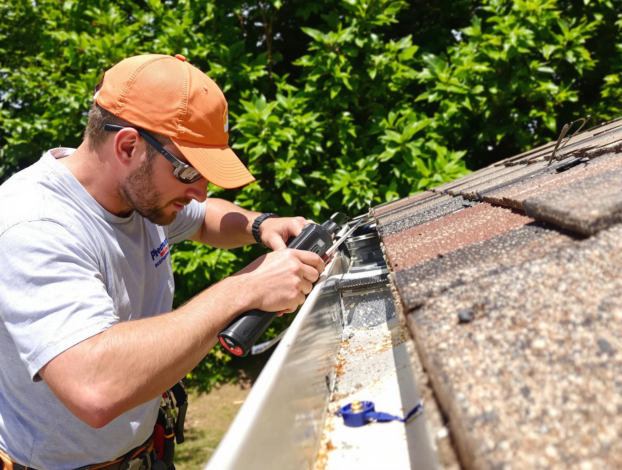 Maple Heights Roofing Company specialists conducting a gutter repair in Maple Heights, OH