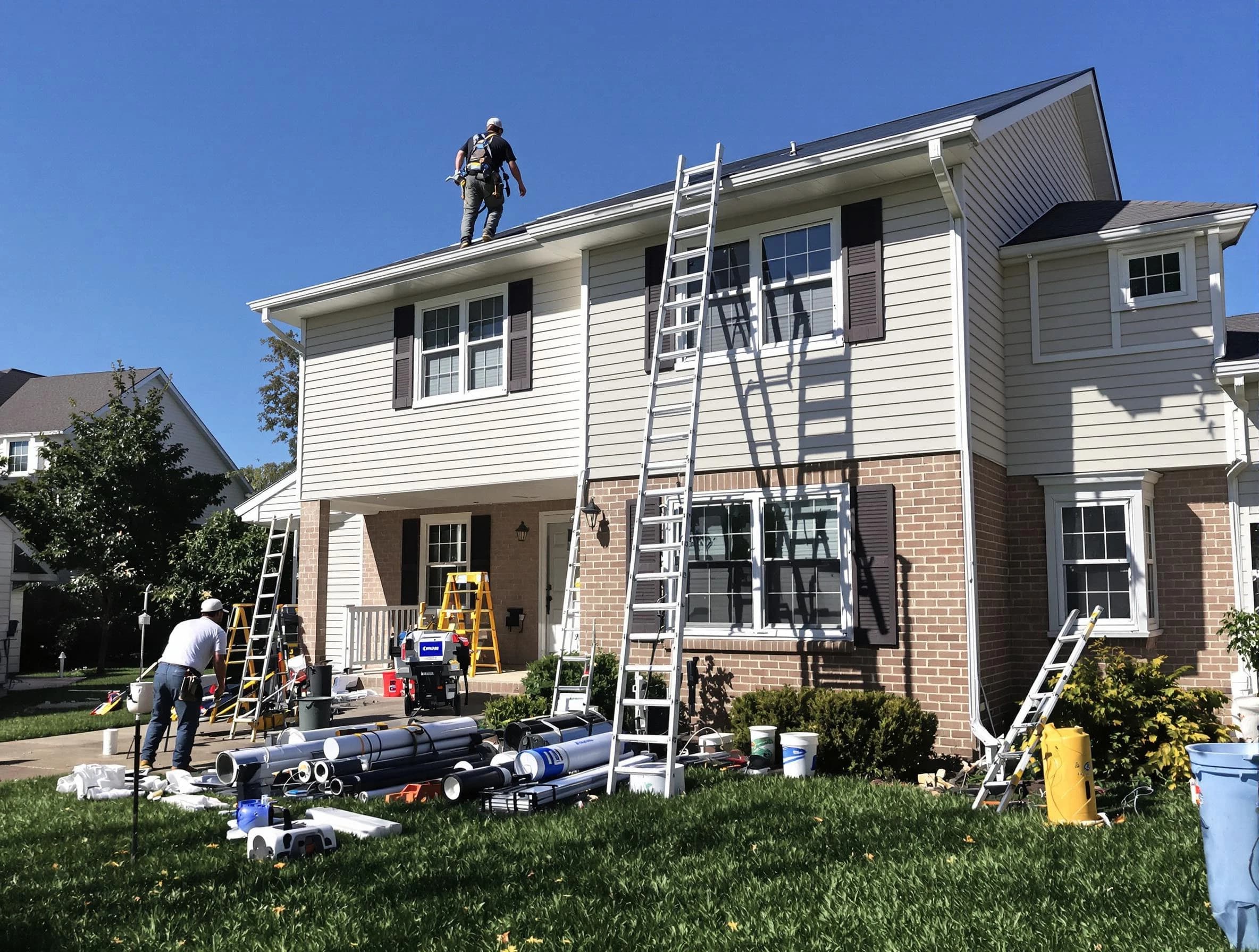 Maple Heights Roofing Company completing a gutter replacement in Maple Heights, OH