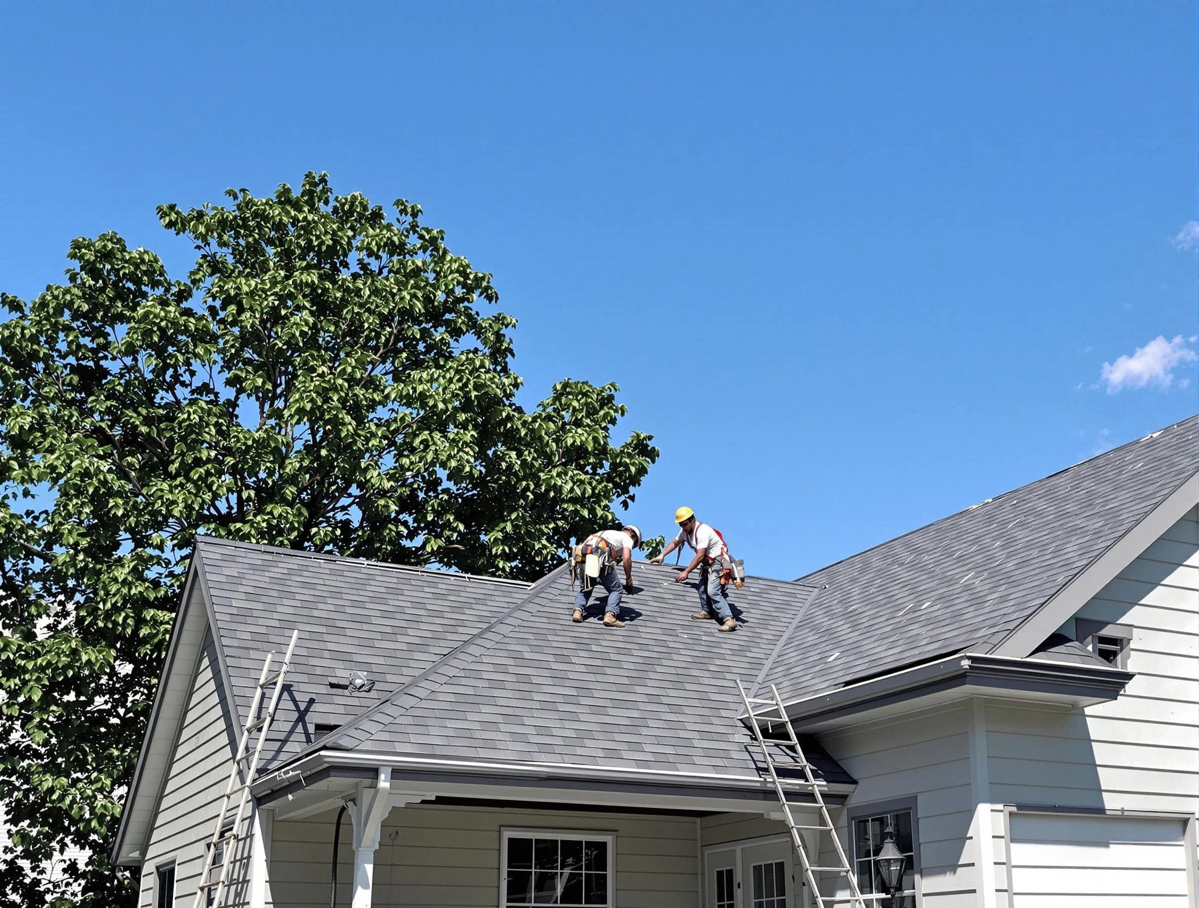 Maple Heights Roofing Company crew finalizing a roof installation in Maple Heights, OH