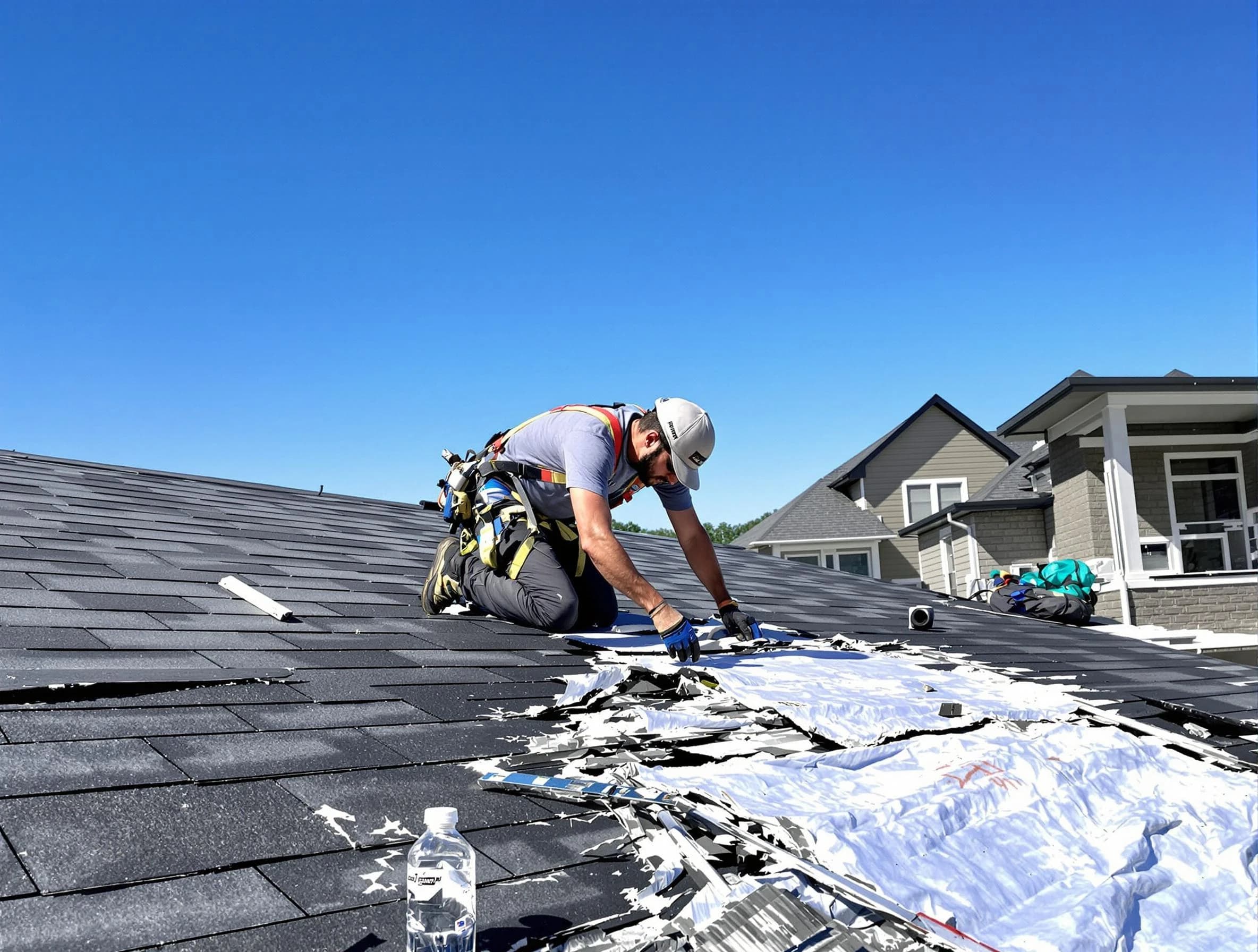 Maple Heights Roofing Company repairing a roof section in Maple Heights, OH